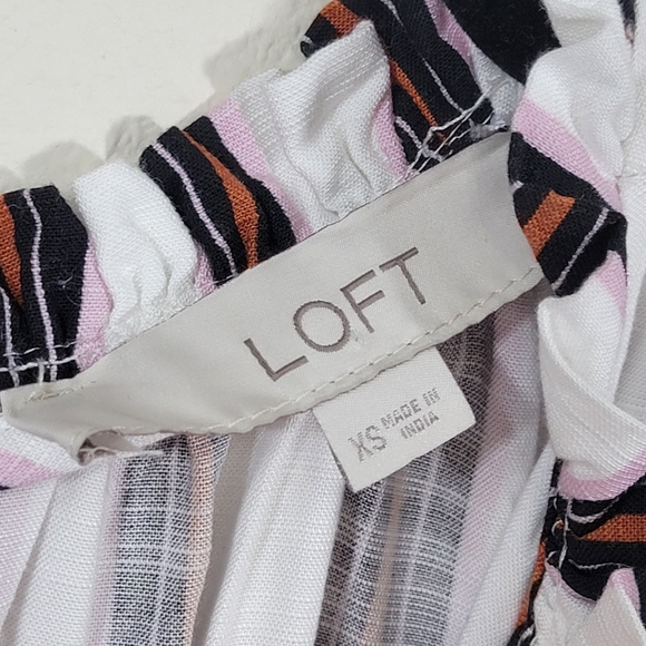 Loft Striped Rayon High Neck Jumpsuit | Size XS - Picture 7 of 16